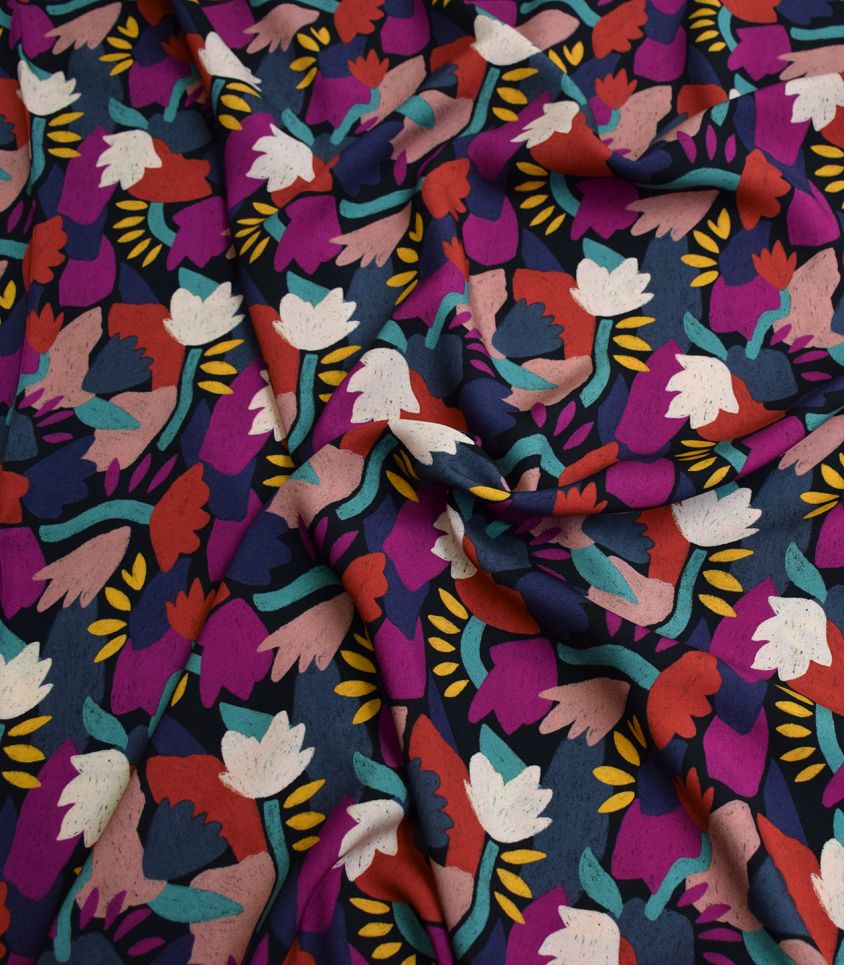 French Rayon Fabric in Night Blooms | Frankie Rose Fabrics