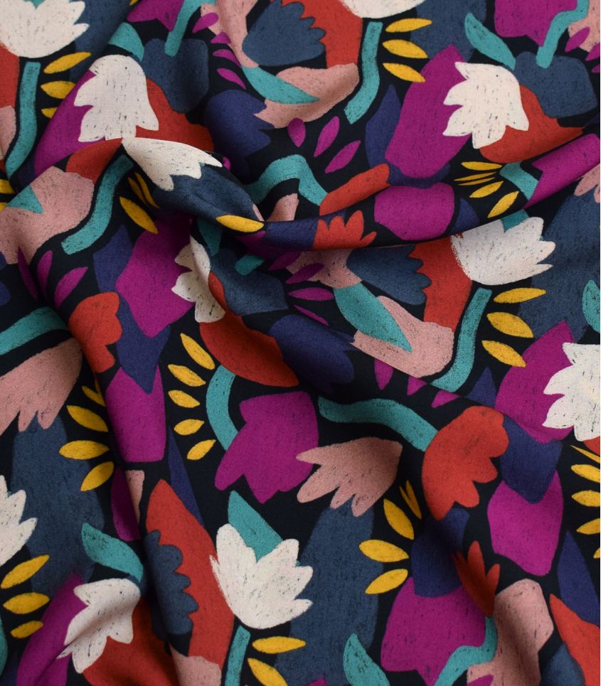 French Rayon Fabric in Night Blooms | Frankie Rose Fabrics