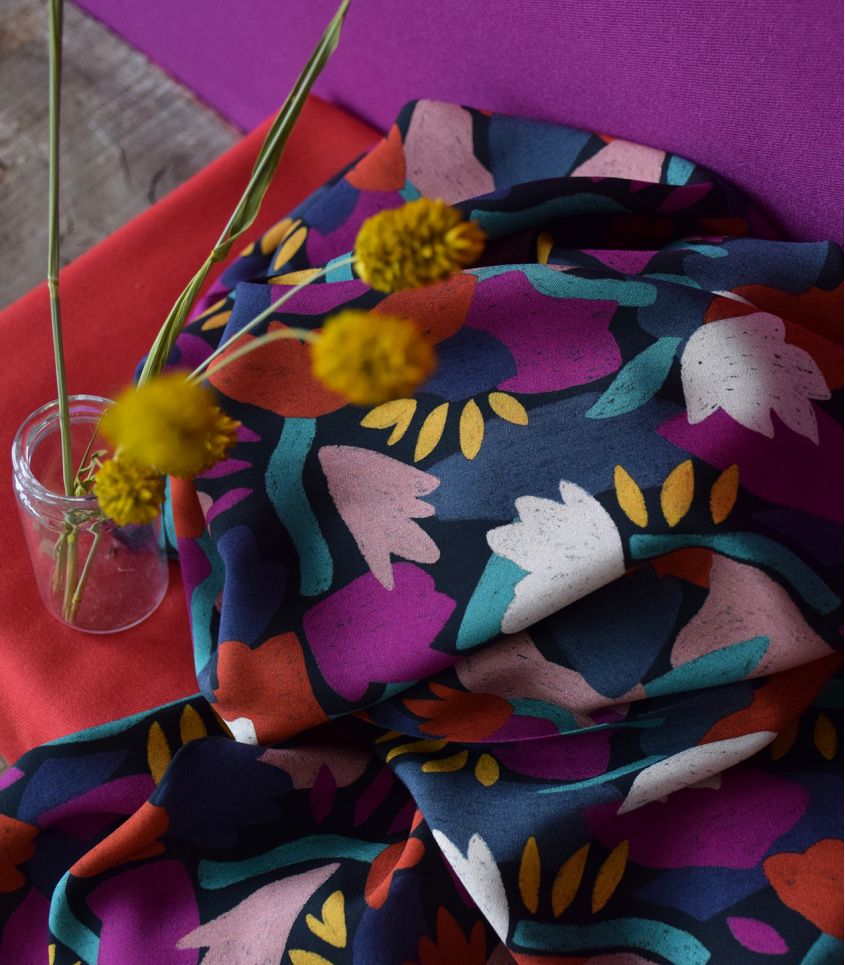 French Rayon Fabric in Night Blooms | Frankie Rose Fabrics