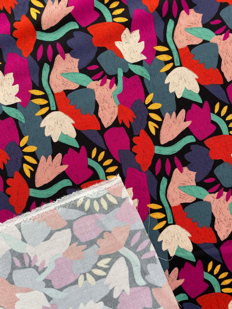 French Rayon Fabric in Night Blooms | Frankie Rose Fabrics