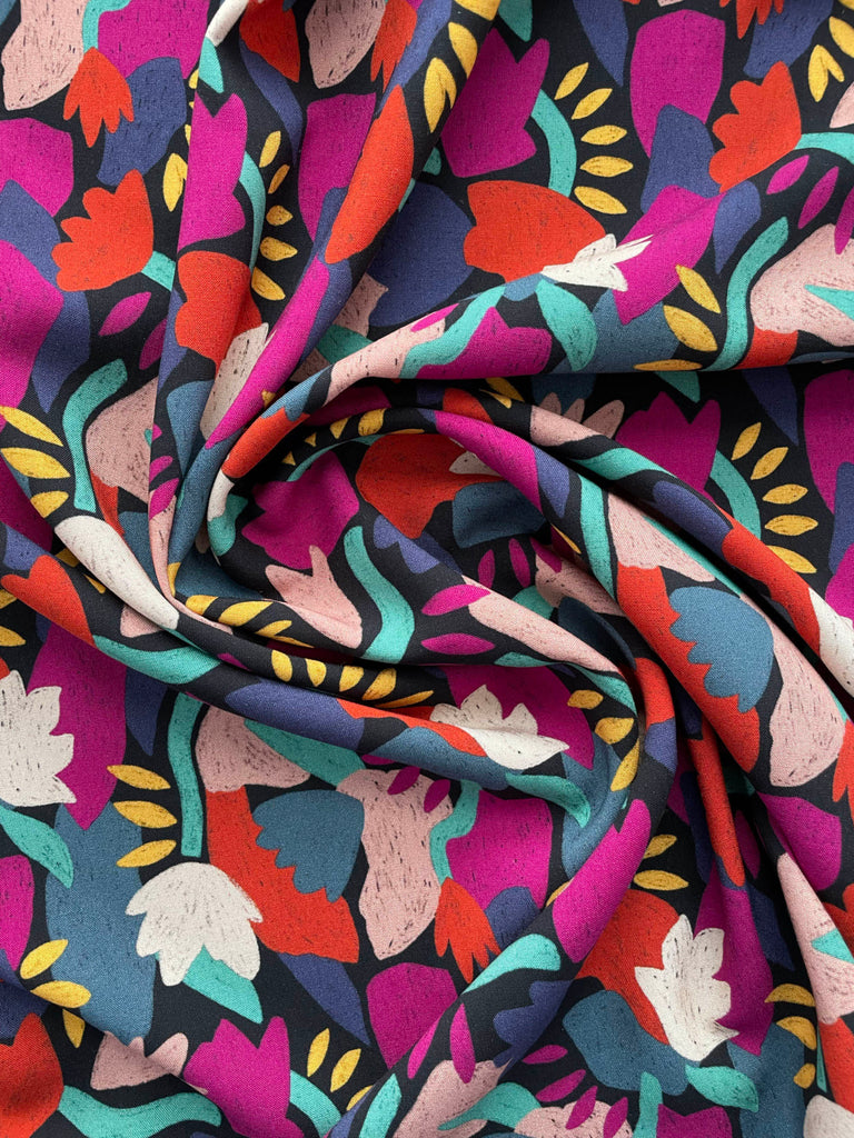French Rayon Fabric in Night Blooms | Frankie Rose Fabrics