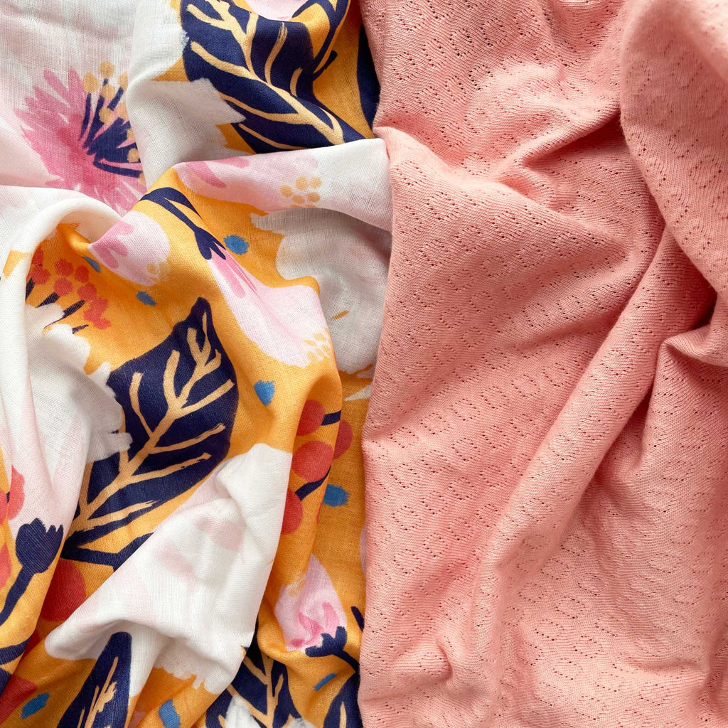 Organic Cotton Double Gauze in Dahlias–Frankie Rose Fabrics